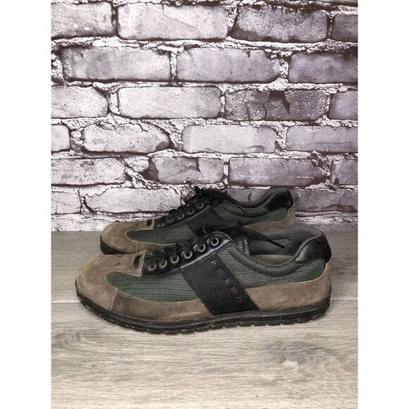 Prada Tan Suede Green Mesh Black Lace Up Casual Hiking Shoes Men Sz 7.5M US/41EU main image 9